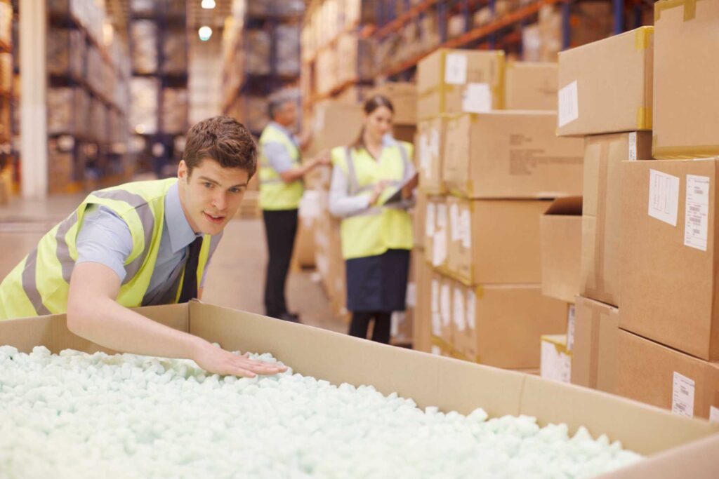 Stacked wooden pallets in warehouse for ISPM 15 compliance inspection